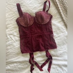 Victorias Secret Burgundy Lace Corset